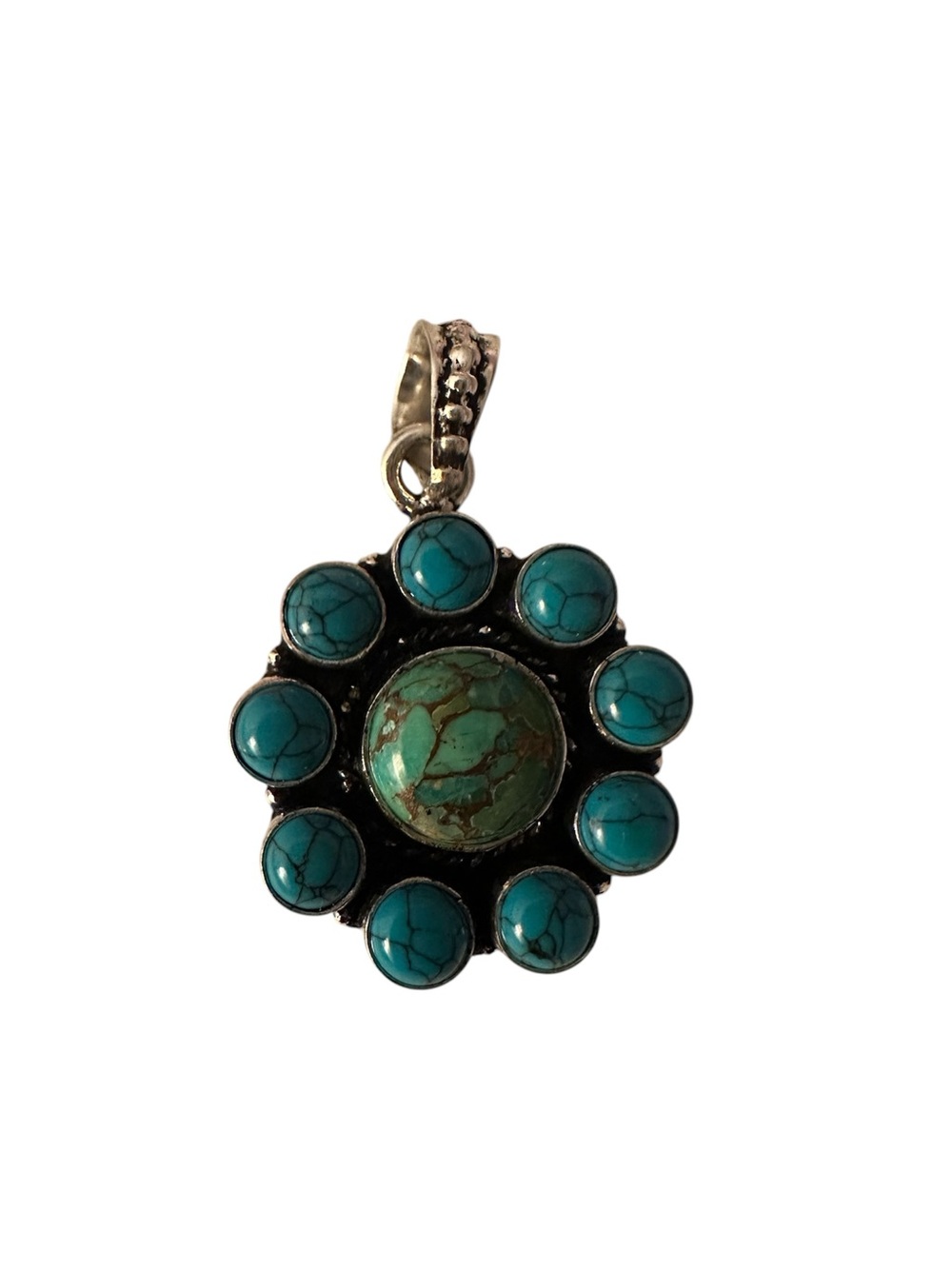Native American Kingman Turquoise with Mojave Green  Pendant